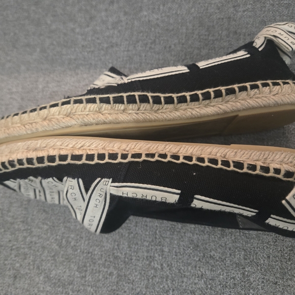 Tory Burch Black Espadrille Flats with Branded Ribbon Used 5 1/2 - Picture 8 of 8